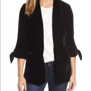 Halogen Velvet Tie Sleeve Blazer